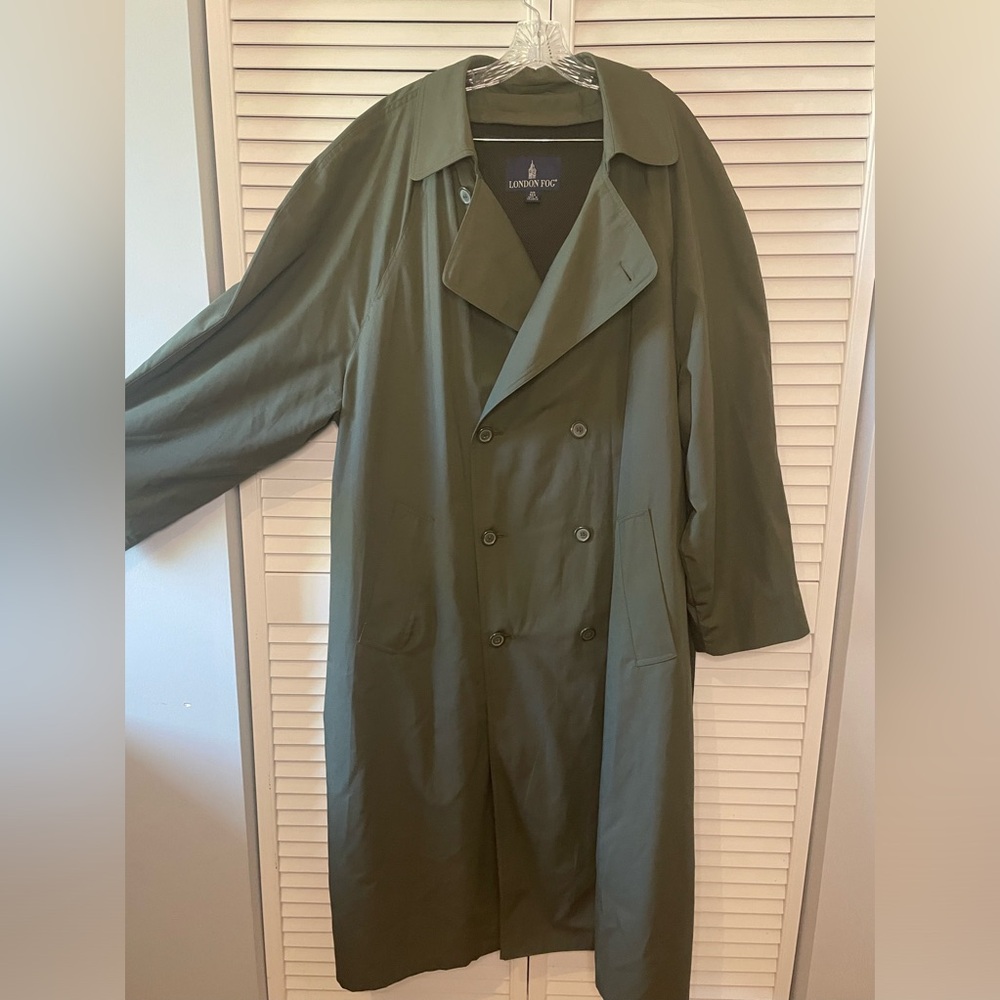London Fog Olive Green Double-Breasted Trench Coat - Picture 4 of 14